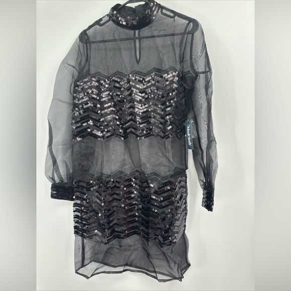 Modcloth Fanciful Fette Sheer Sequin Overlay Dress Size Small NWT - Picture 2 of 5